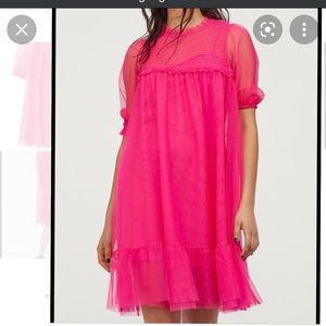 H&M To All The Boys I’ve Loved Before Smocked Hot Pink Baby Doll Dress
